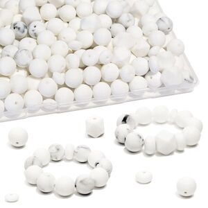 White Marble Bead Bracelet Set